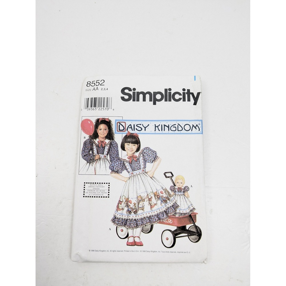 Simplicity 8552 Daisy Kingdom Doll and Child Dress Sewing Pattern Sizes 2 3 4